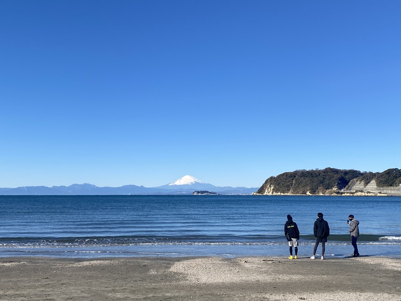 view of beach and Mt.Fuji
